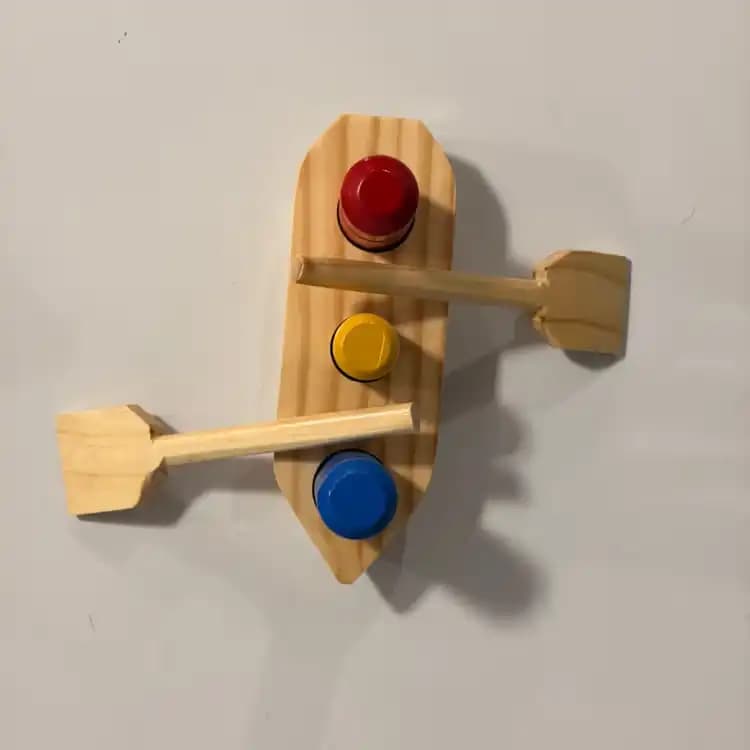 Canoa de Madera Montessori con Remeros y Bloques de Colores - Imagen 2