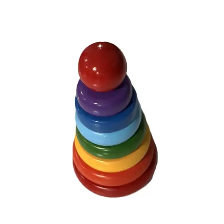 Torre de Aros Apilables Montessori de Madera para Bebés - Imagen 1