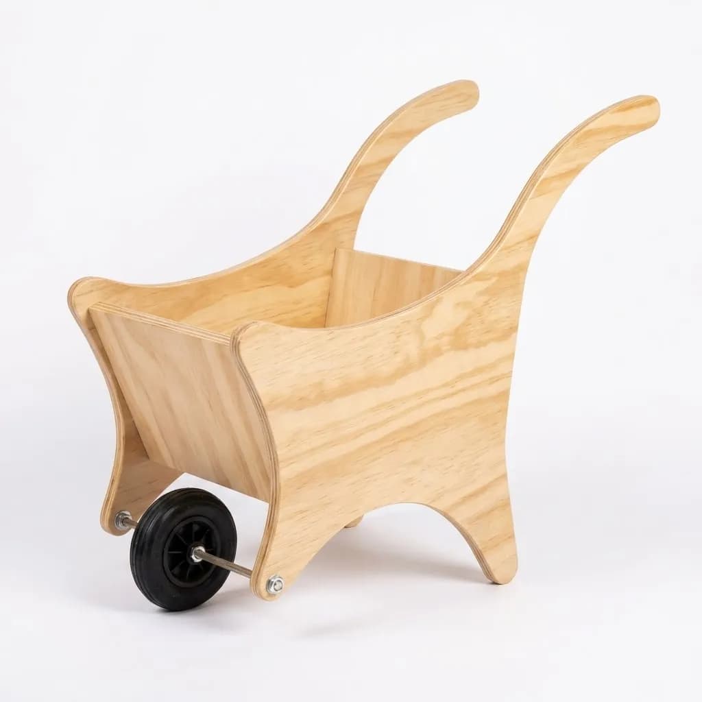 Carretilla de Madera Pino para Niños - ¡Juguete de empuje! - Imagen 1