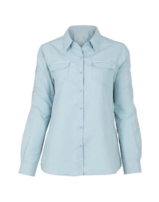 Camisa Casual Celeste Manga Larga para Mujer - Imagen 1