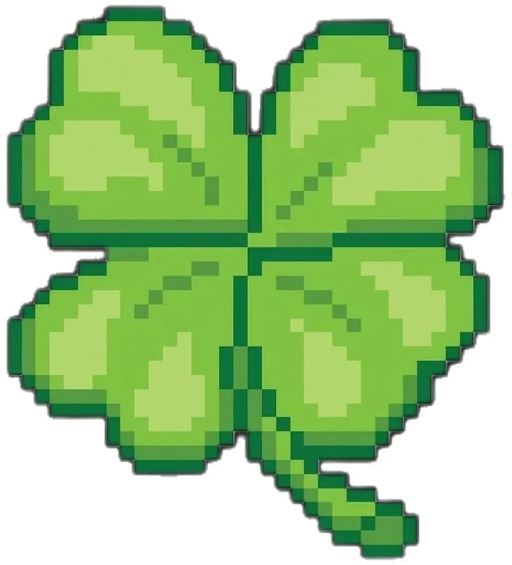 Trébol de 4 hojas pixelado - ¡Suerte y estilo retro! - Imagen 1