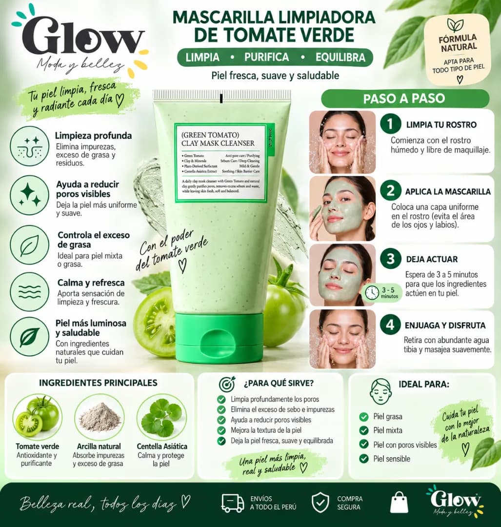 Fully - Green Tomato Clay Mask Cleanser - Imagen 2