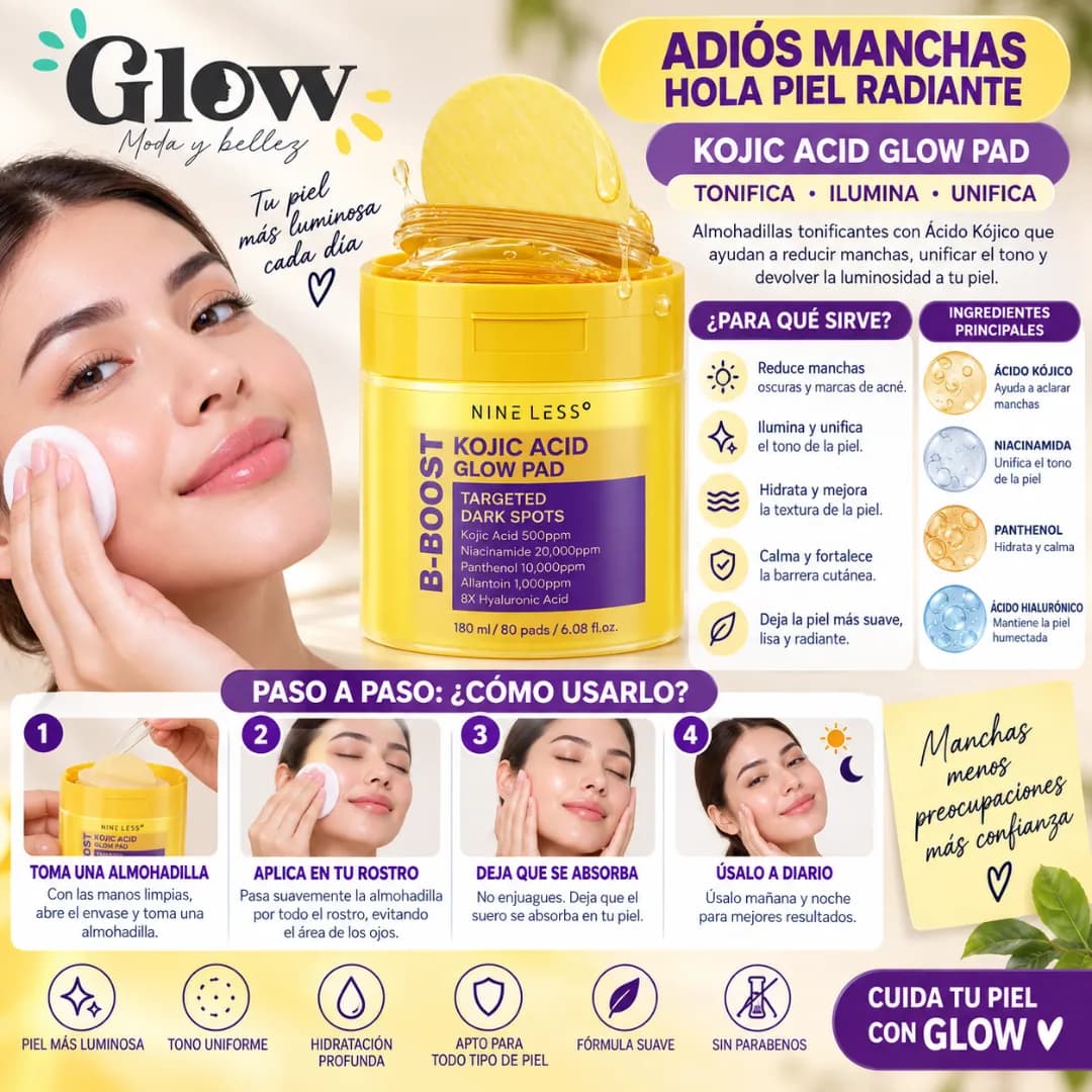 Nineless - B-Boost Kojic Acid Glow Toner Pad - Imagen 2