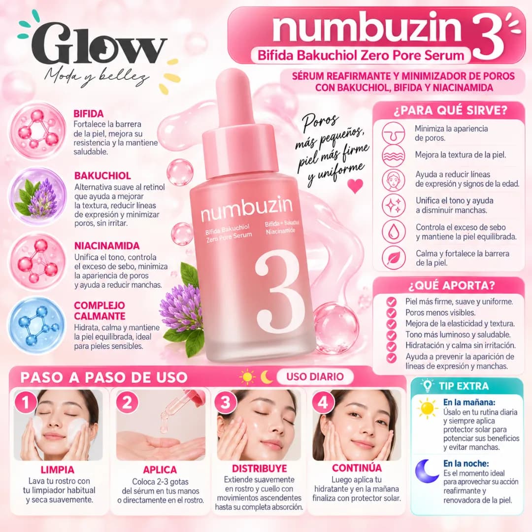 Numbuzin - No.3 Bifida Bakuchiol Zero Pore Serum - Imagen 2