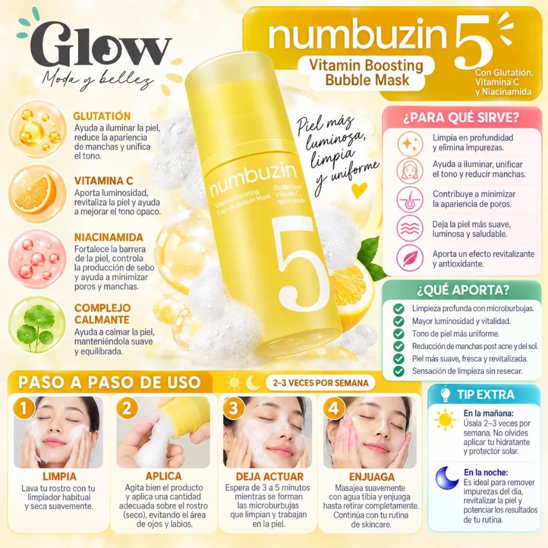 Numbuzin - No.5 Radiance Boosting Capsule Bubble Mask - Imagen 2