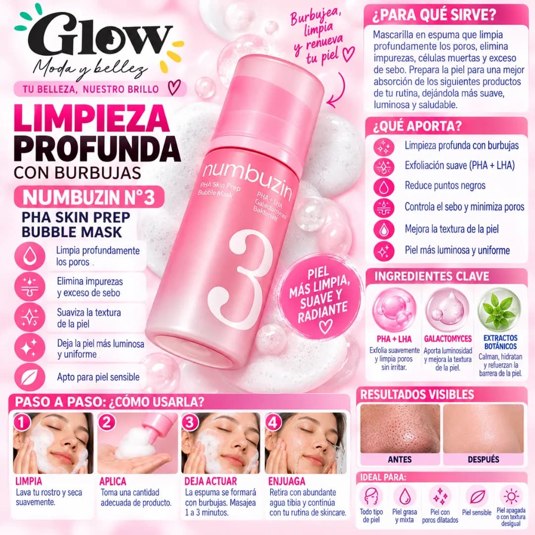 Numbuzin - No.3 PHA Skin Prep Bubble Mask - Imagen 2