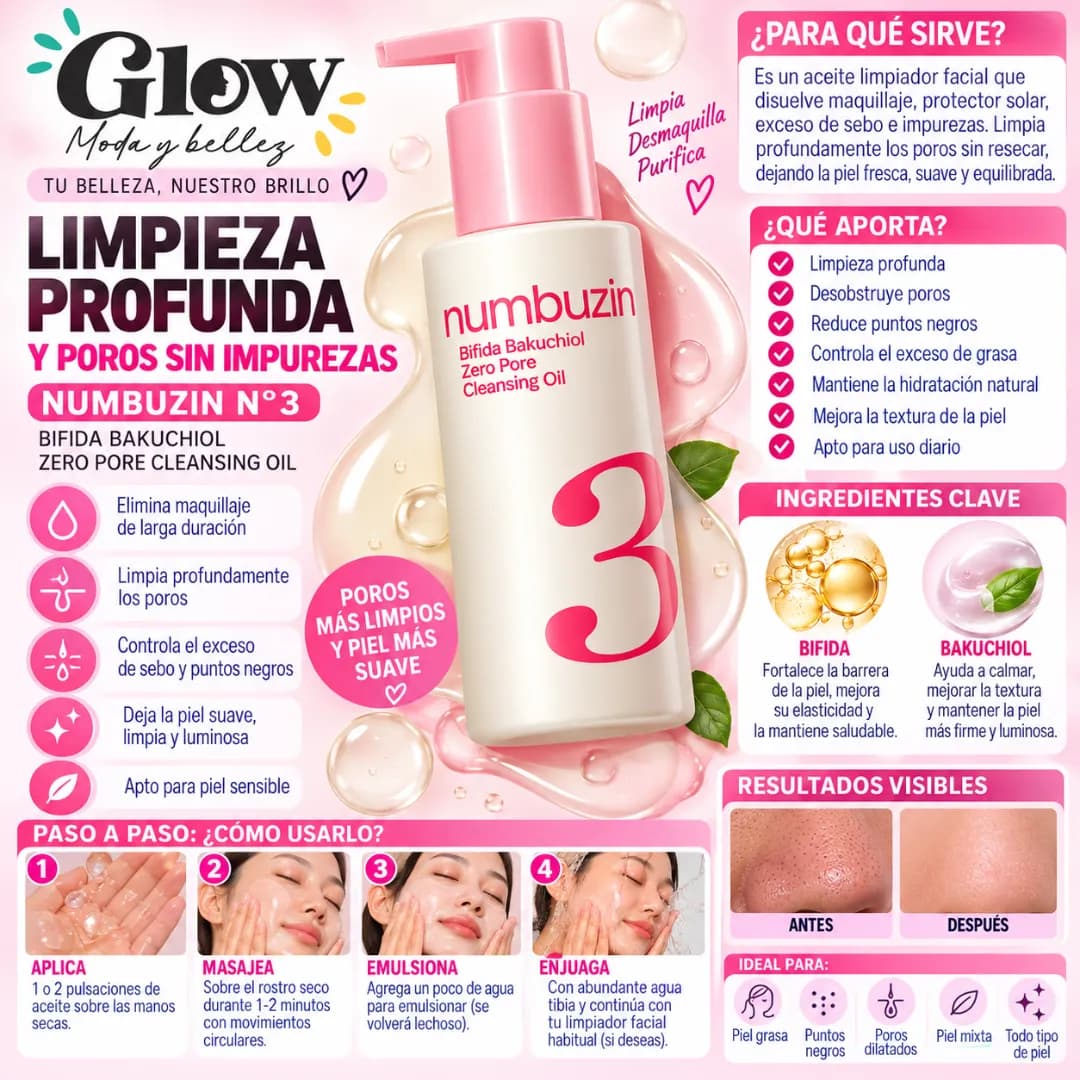 Numbuzin - No.3 Bifida Bakuchiol Zero Pore Cleansing Oil - Imagen 2