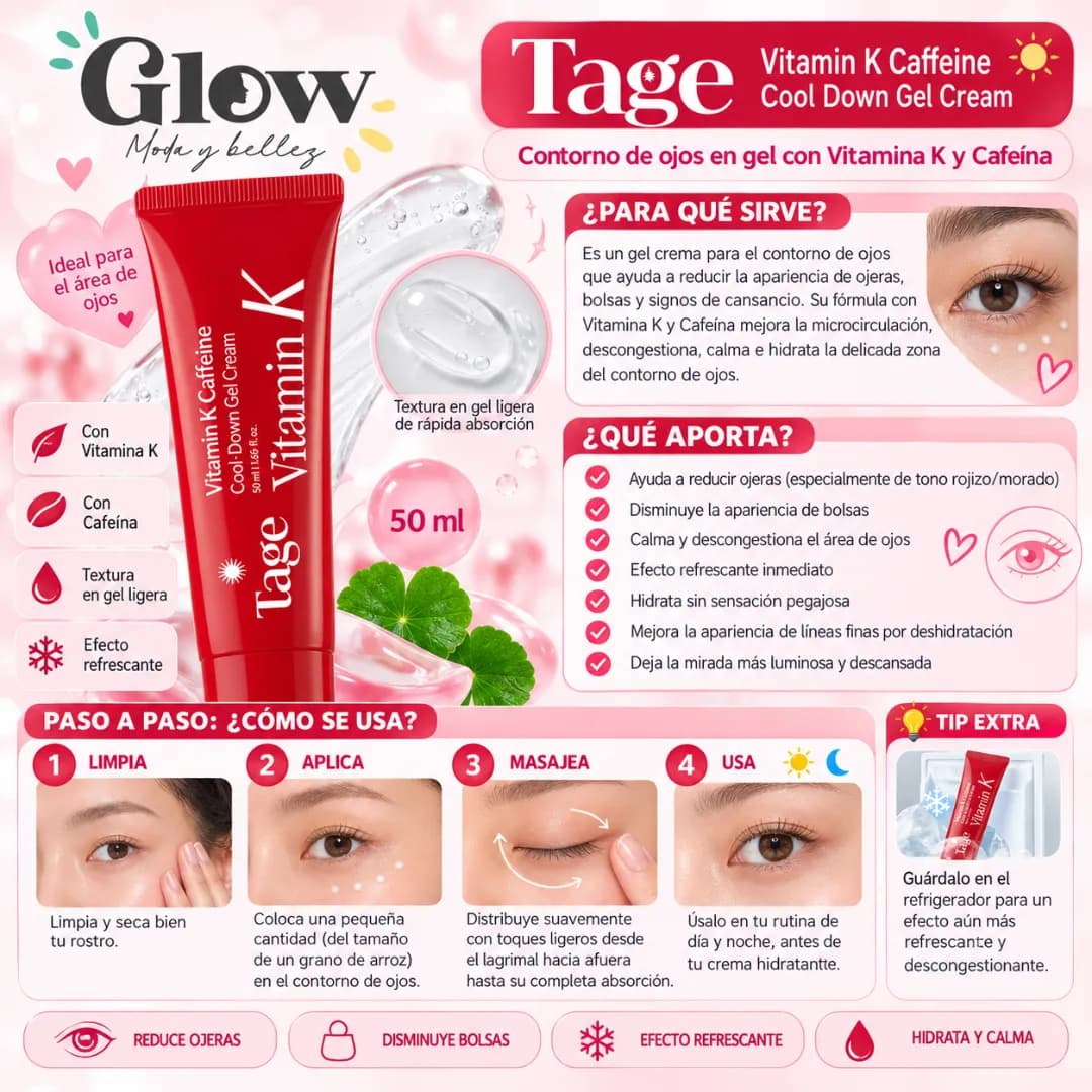 Tage - Vitamin K Caffeine Cool-Down Gel Cream - Imagen 2