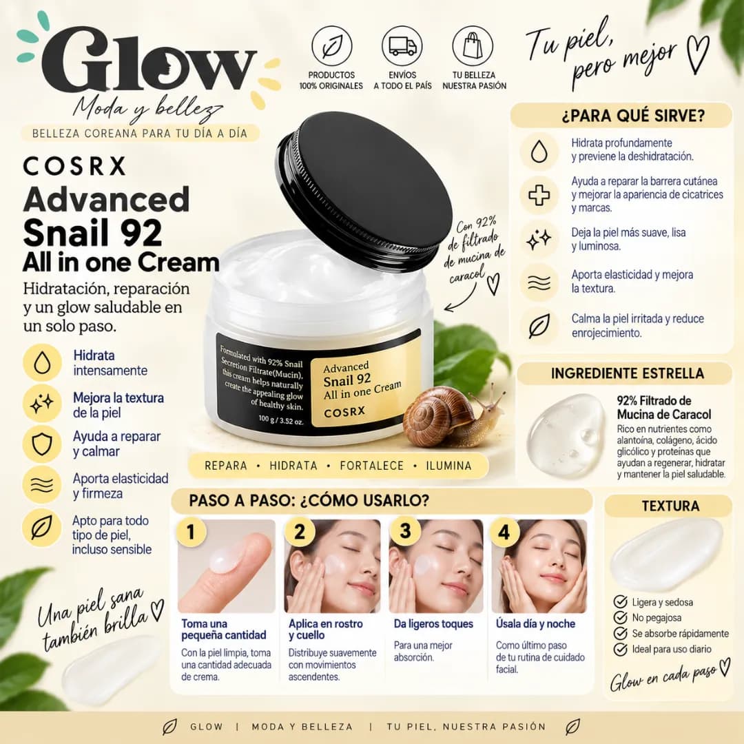 Cosrx - Advanced Snail 92 All In One Cream - Imagen 2