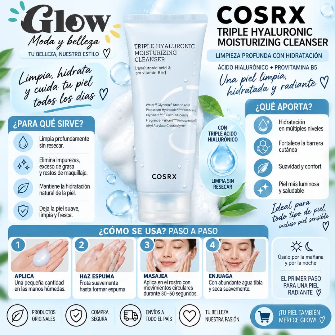 Cosrx - Hydrium Triple Hyaluronic Moisturizing Cleanser - Imagen 2