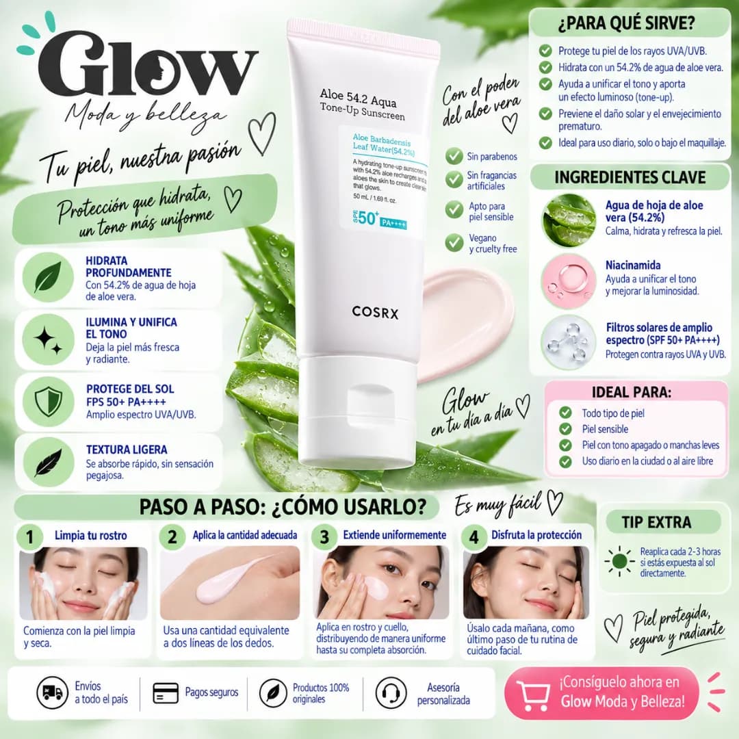 Cosrx - Aloe 54.2 Aqua Tone-Up Sunscreen - Imagen 2