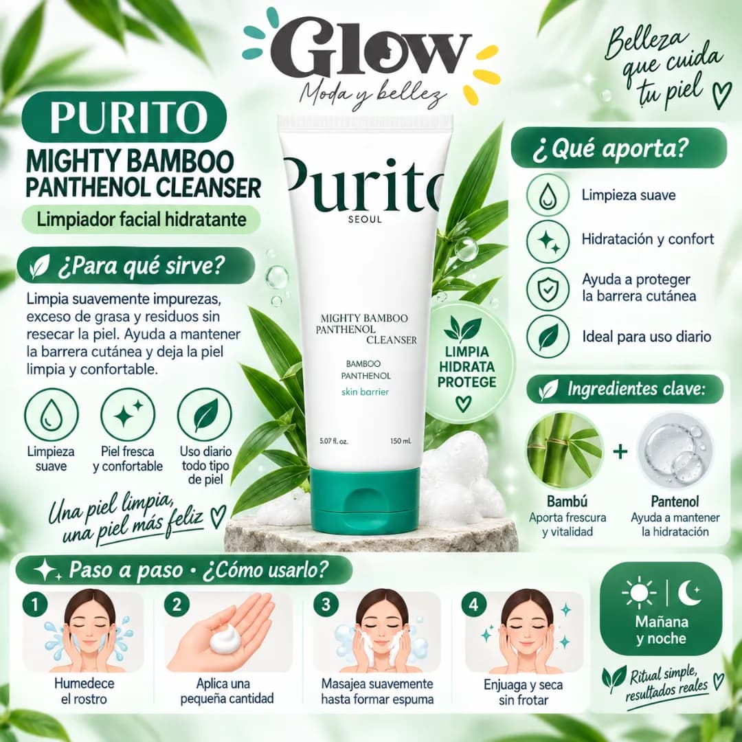 Purito SEOUL - Mighty Bamboo Panthenol Cleanser - Imagen 2