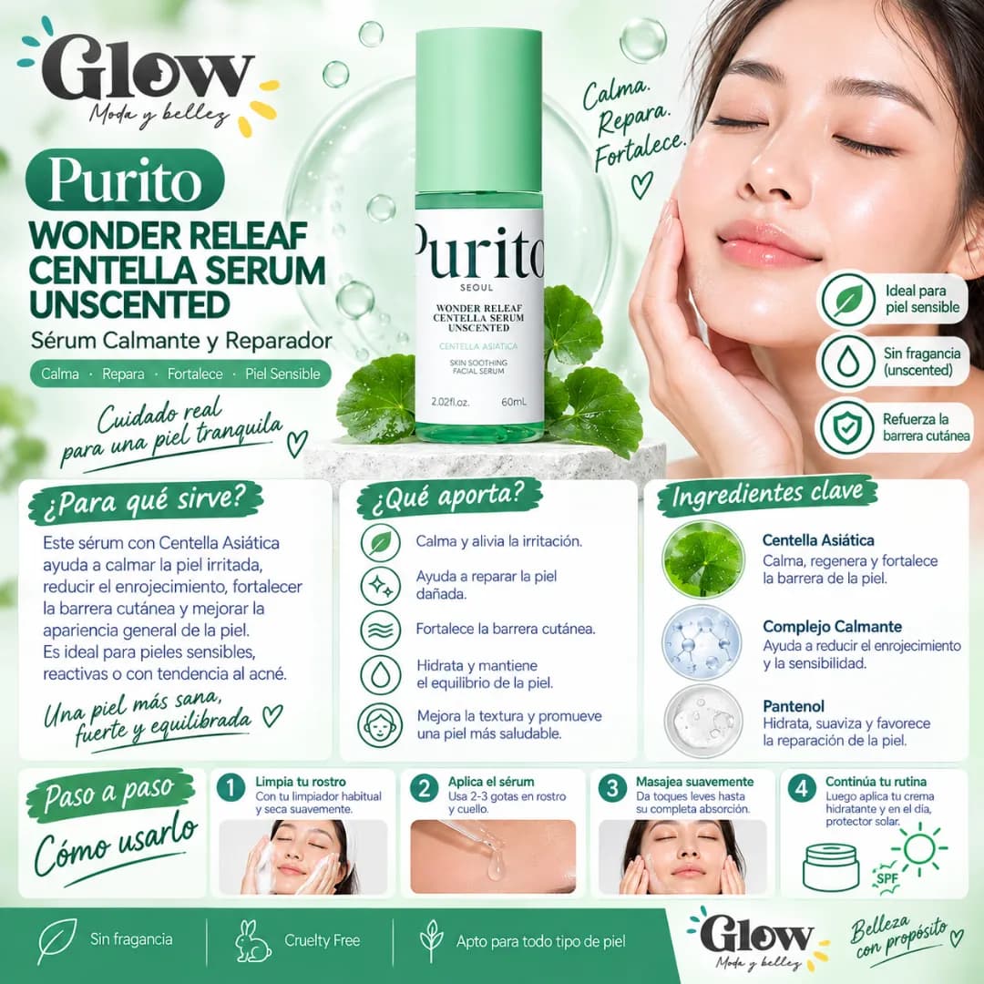 Purito SEOUL - Wonder Releaf Centella Serum Unscented -60ML - Imagen 2